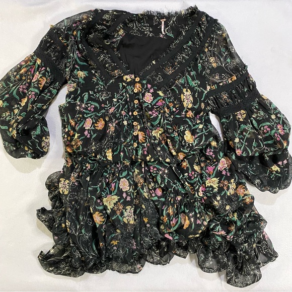 Free People Cassis Chiffon Dress Medium - Picture 2 of 10